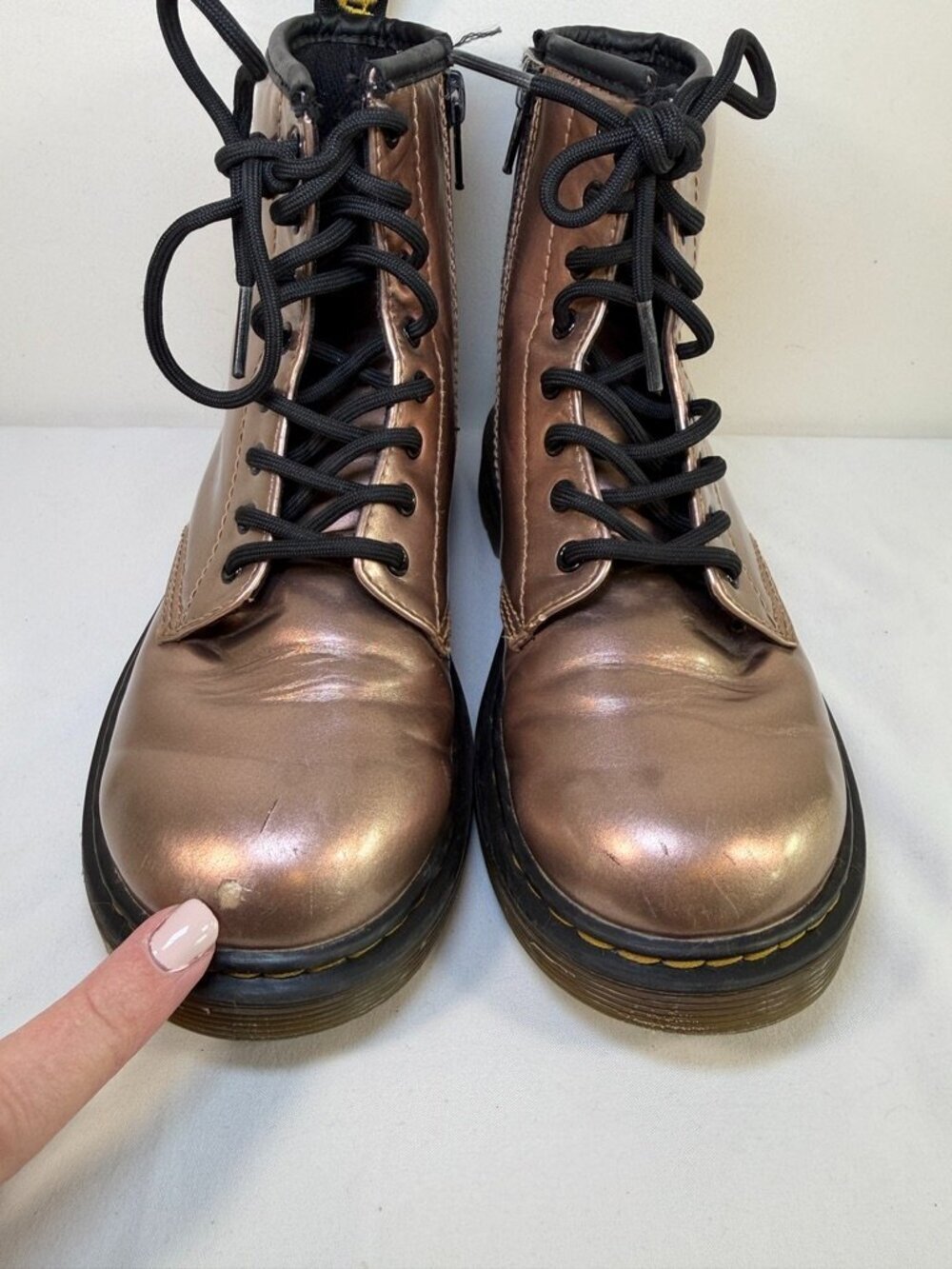 Dr DOC Martens 1460 Metallic Rose Gold Boots Girls US 2 - Picture 9 of 10